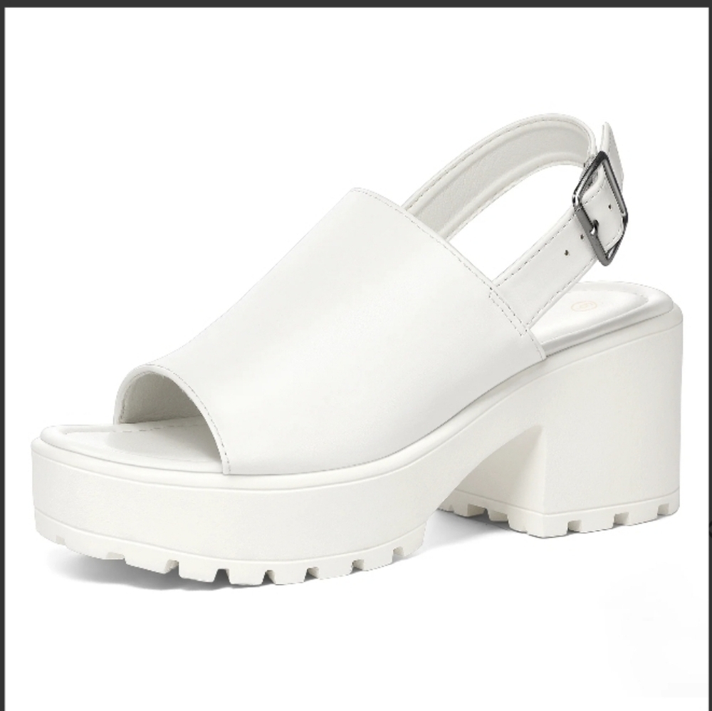 Mysoft Casual And Comfortable Everyday Platform Sandals in White Size 10